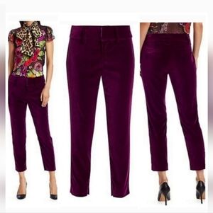 Alice + Olivia Stacey Slim High-rise Velvet Ankle Trousers SIZE 6